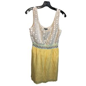 Lily Rose Tan Crochet Top with yellow Bottom‎ Sleeveless Dress